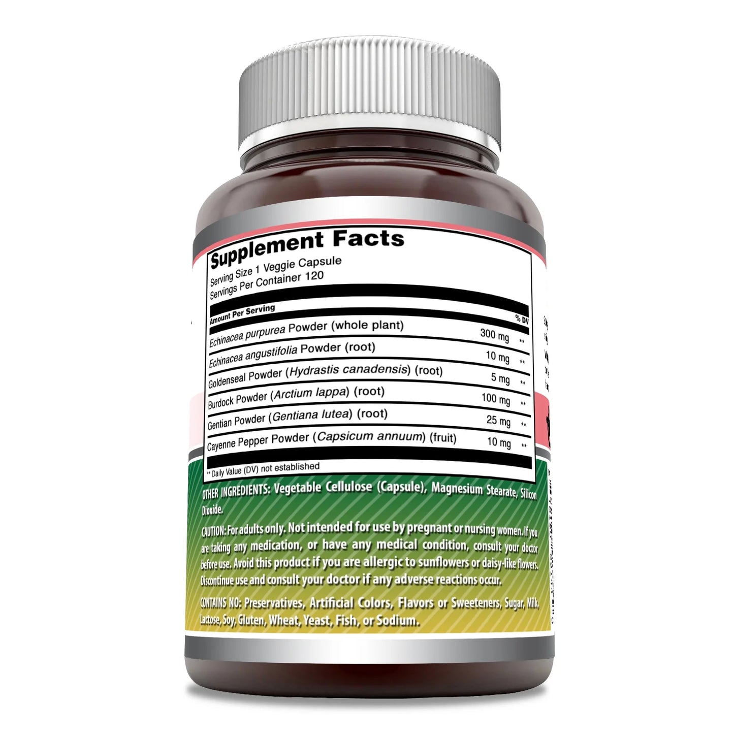Amazing Formulas Echinacea with Goldenseal 450 Mg per Serving 120 Veggie Capsules | Non-Gmo | Gluten Free | Made in USA | Ideal for Vegetarian