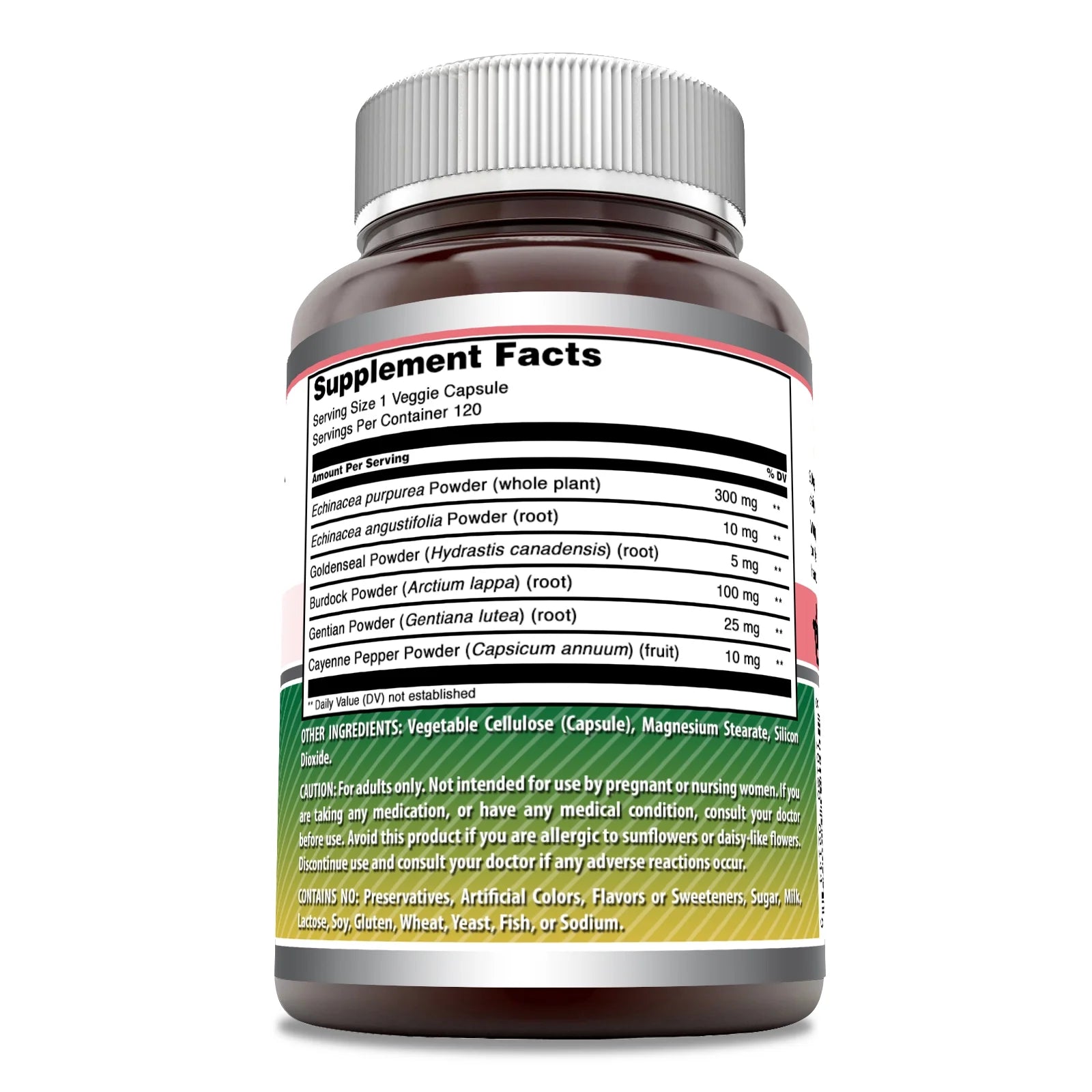 Amazing Formulas Echinacea with Goldenseal 450 Mg per Serving 120 Veggie Capsules | Non-Gmo | Gluten Free | Made in USA | Ideal for Vegetarian