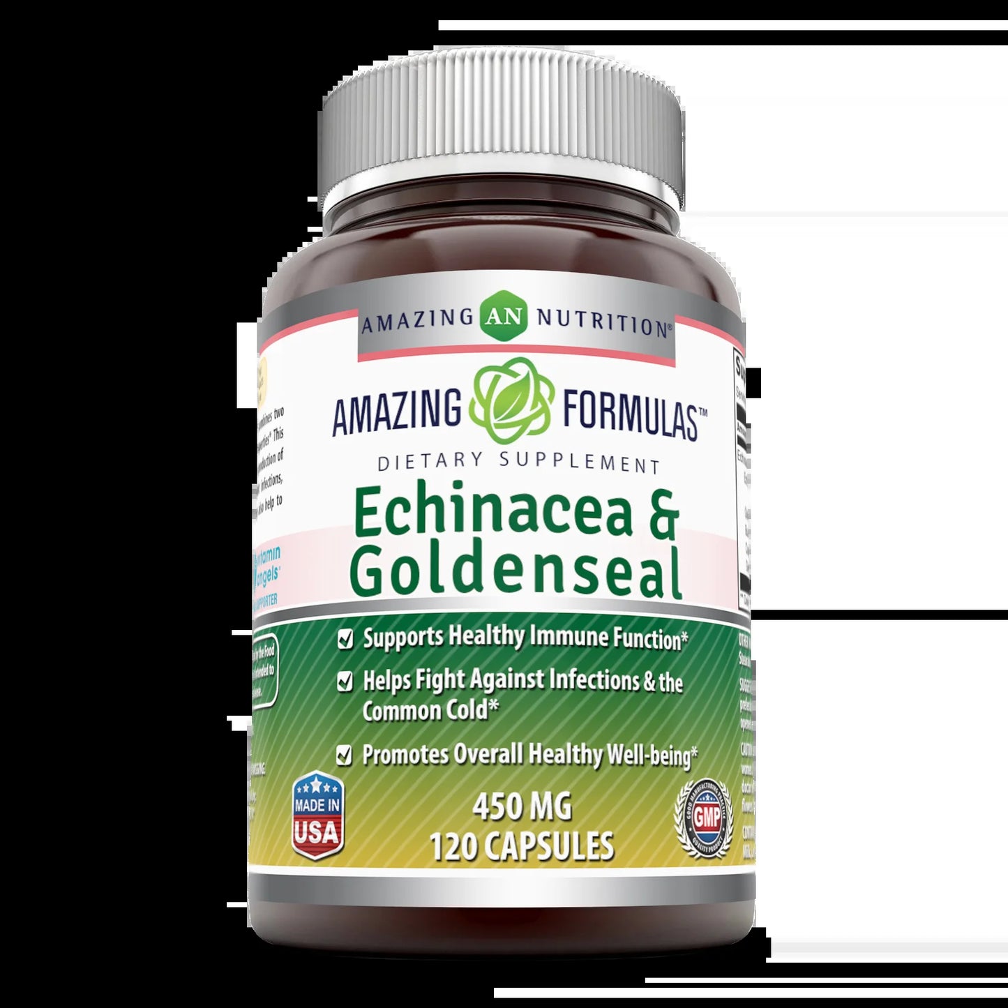 Amazing Formulas Echinacea with Goldenseal 450 Mg per Serving 120 Veggie Capsules | Non-Gmo | Gluten Free | Made in USA | Ideal for Vegetarian