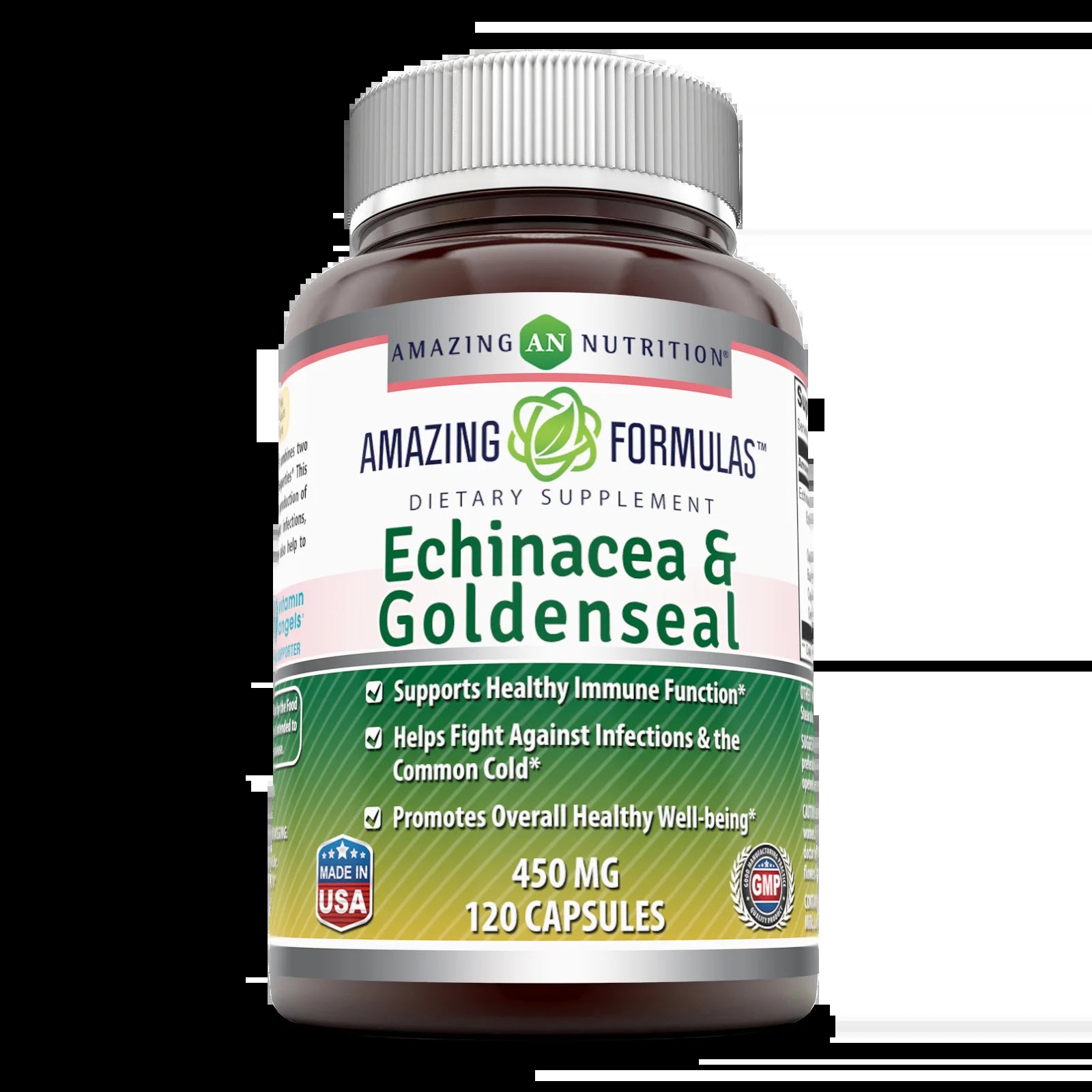 Amazing Formulas Echinacea with Goldenseal 450 Mg per Serving 120 Veggie Capsules | Non-Gmo | Gluten Free | Made in USA | Ideal for Vegetarian