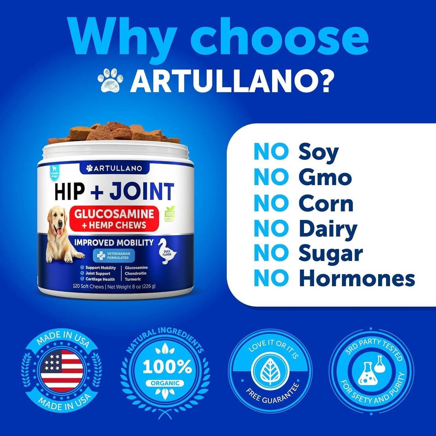 Hip and Joint Supplement for Dogs Glucosamine Joint Pain Relief Chews