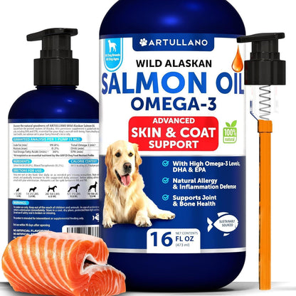Salmon Oil for Dogs 16 fl oz Omega-3 Wild Alaskan
