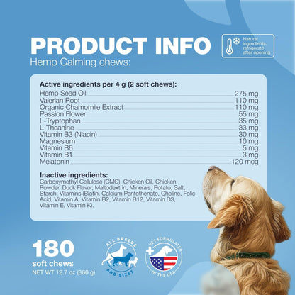 Calming Chews for Dogs Anxiety Relief Melatonin & Valerian Root