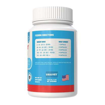 UBAVET Omega-3 Capsules 1000 mg – Skin, Coat & General Health Support for Dogs & Cats (120 ct)