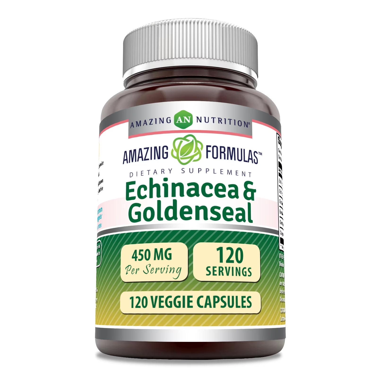 Amazing Formulas Echinacea with Goldenseal 450 Mg per Serving 120 Veggie Capsules | Non-Gmo | Gluten Free | Made in USA | Ideal for Vegetarian